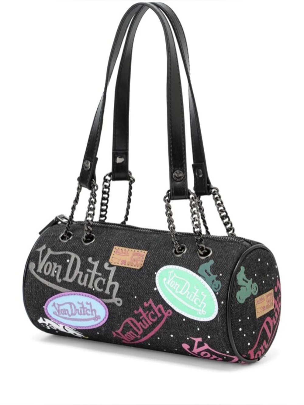 ✴️Von Dutch Long Barrel Charcoal Denim Bag, NWT